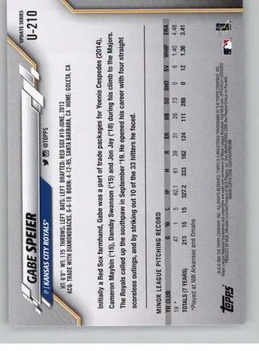 2020 Topps Update #U-210 Gabe Speier NM-MT RC Rookie Royals - Baseball Card Single