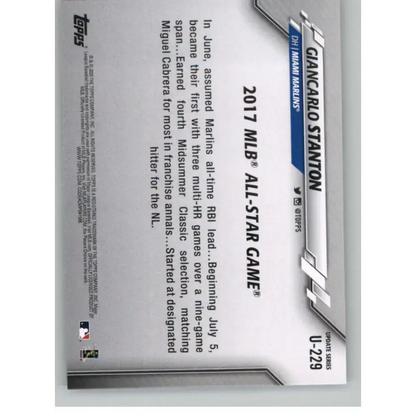 2020 Topps Update #U-229 Giancarlo Stanton NM-MT Miami Marlins Baseball Card - Baseball Card