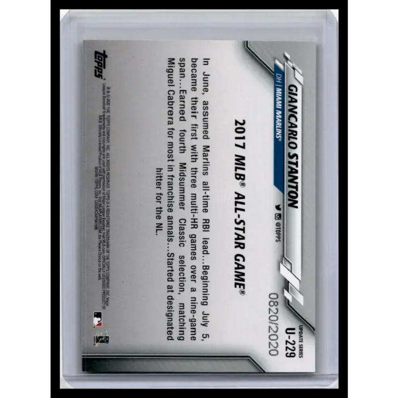 2020 Topps Update #U-229 Giancarlo Stanton NM-MT Miami Marlins Baseball Card - Baseball Card Single