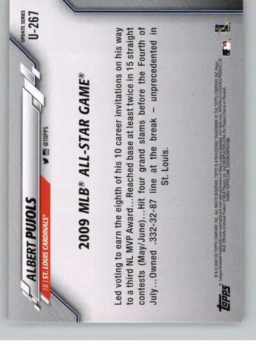 2020 Topps Update #U-267 Albert Pujols NM-MT Cardinals - Baseball Card Single