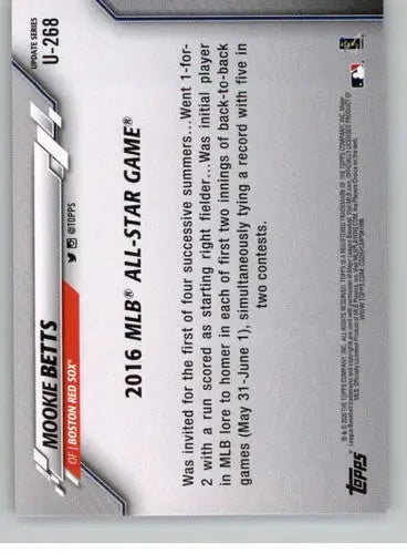 2020 Topps Update #U-268 Mookie Betts NM-MT Red Sox - Baseball Card Single