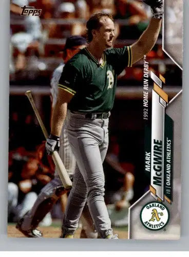 Baseball trading card featuring Mark McGwire in Oakland Athletics uniform from Topps Update