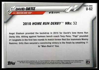 2020 Topps Update #U-62 David Ortiz - Baseball Card Single
