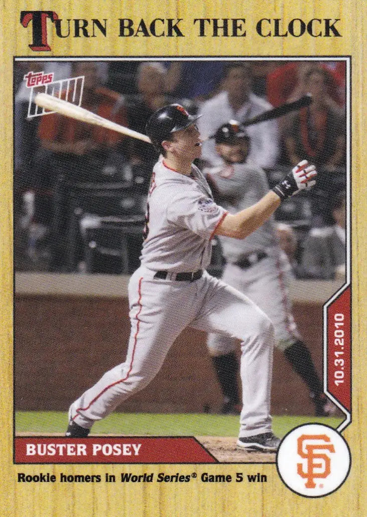 Buster Posey baseball card from 2020 Turn Back the Clock series featuring San Francisco Giants