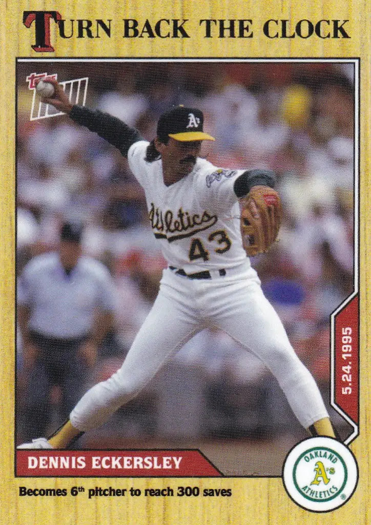 Baseball card of Dennis Eckersley Oakland Athletics pitching pose 2020 Turn Back the Clock