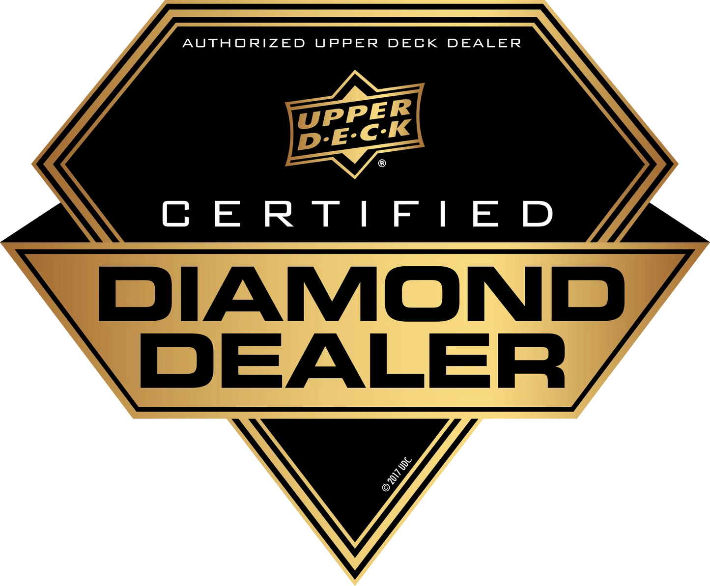 Diamond-shaped logo for Upper Deck Certified Diamond Dealer on 2020 Upper Deck Marvel Anime Box