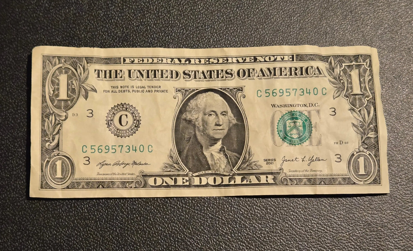 2021 $1 Federal Reserve Note Philadelphia C Series - Circulated - Coins & Currency