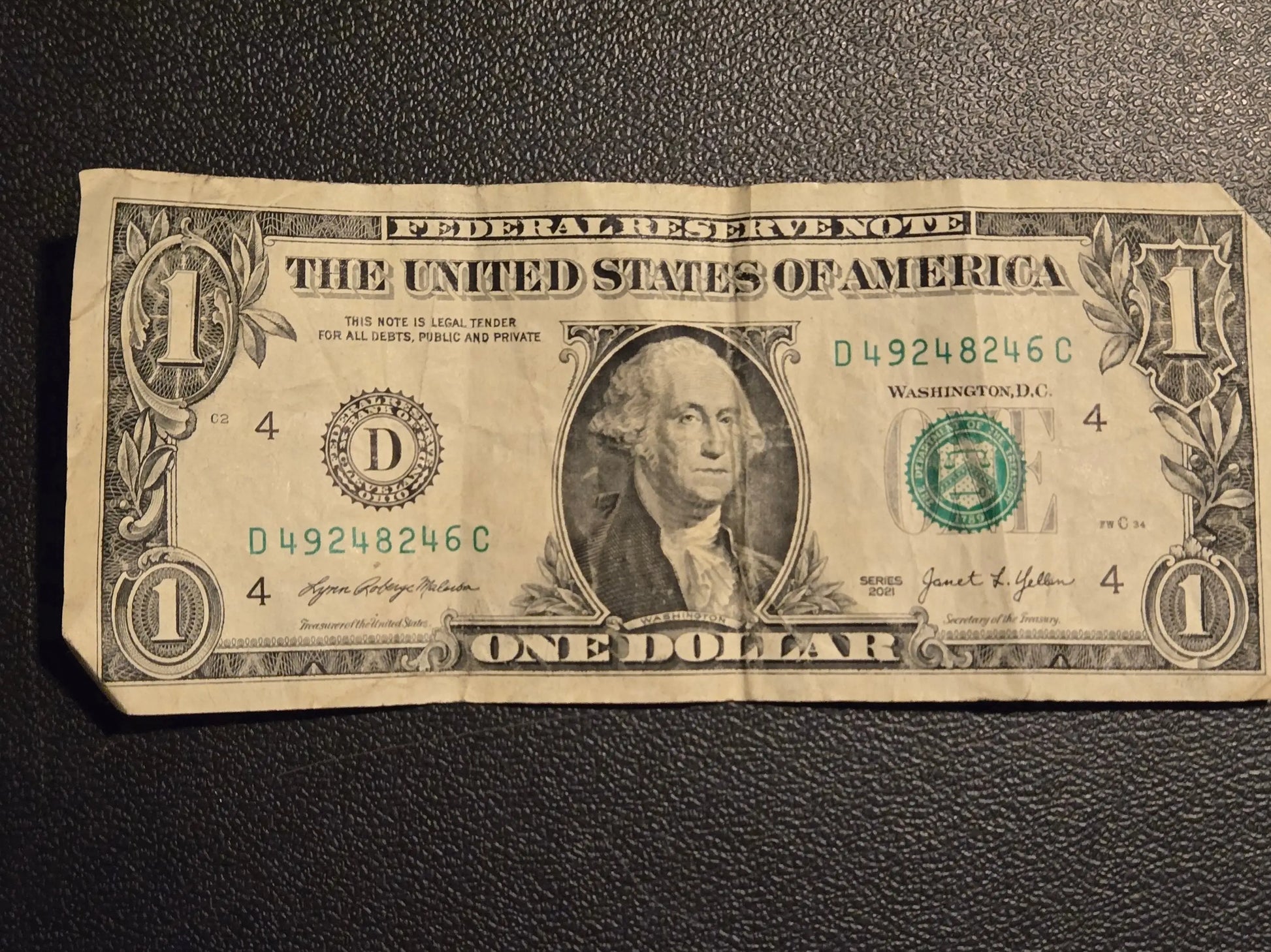 2021 $1 One Dollar Federal Reserve Note Cleveland D District - Yellen Malerba - Coins & Currency