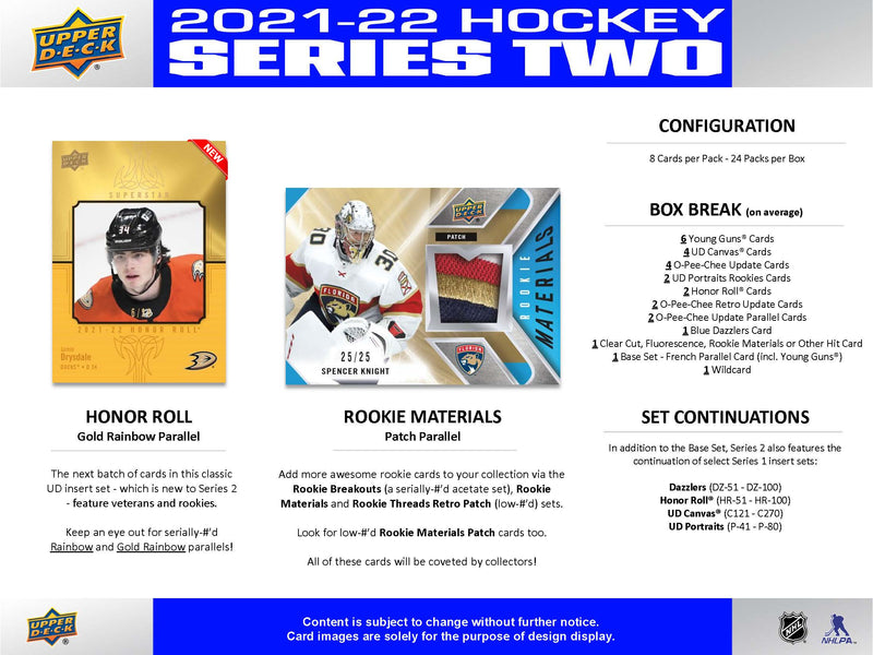 2021-22 Upper Deck Series 2 Hockey Sealed Hobby Pack