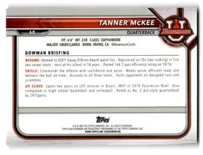 2021-22 Bowman University #60 Tanner Mckee - Football Card Single