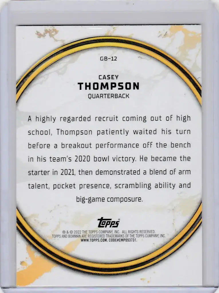 2021-22 Bowman University Golden Boy #12 Casey Thompson Nebraska