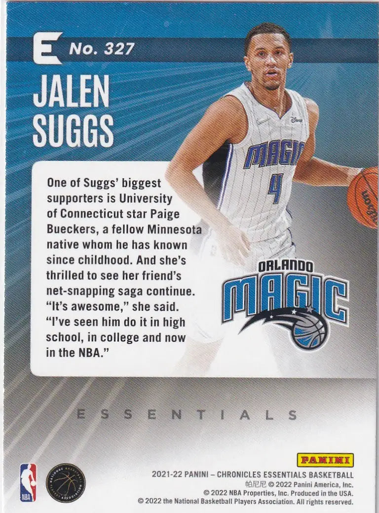 2021-22 CHRONICALS ESSENTIALS #327 JALEN SUGGS- ORLANDO MAGIC