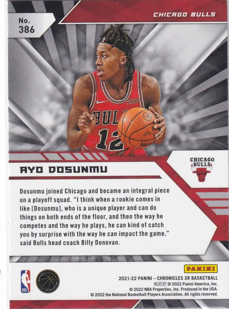 2021-22 CHRONICALS XR #386 AYO DOSUNMU- CHICAGO BULLS - Basketball Card Single