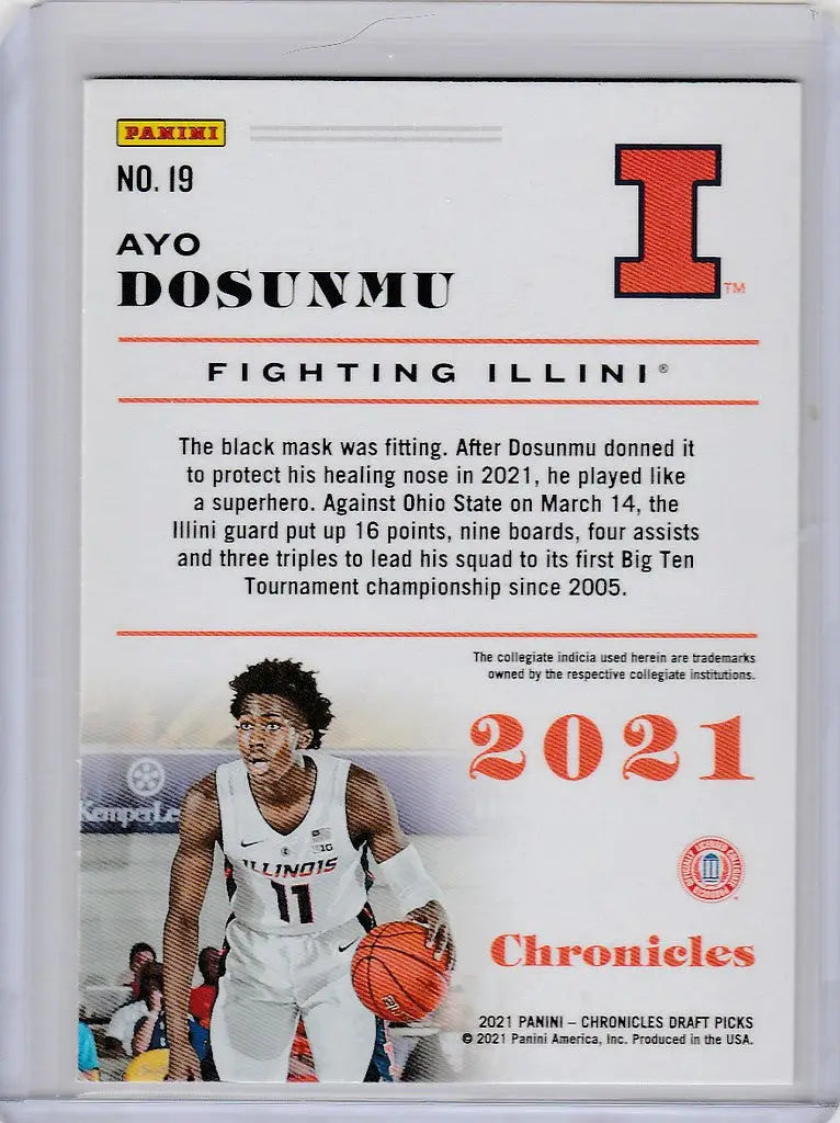 Basketball trading card of Ayo Dosunmu from Chronicles Draft Picks Illinois team