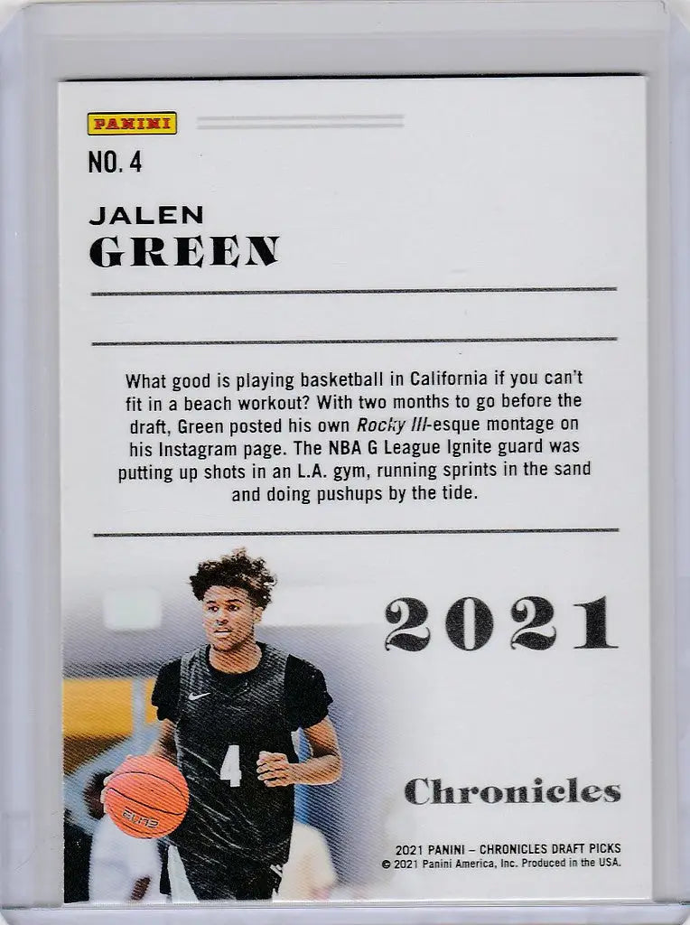 Basketball trading card of Jalen Green from 2021-22 Chronicles Draft Picks collection