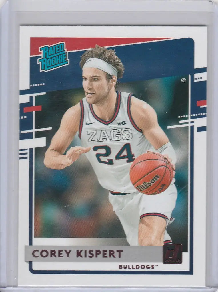 Basketball trading card of Corey Kispert Gonzaga from Chronicles Draft Picks Donruss Pink