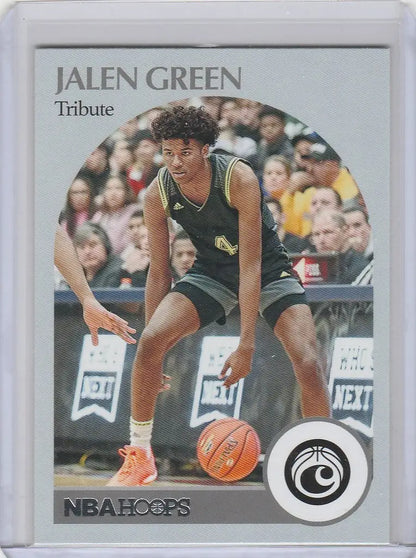 Basketball trading card of Jalen Green dribbling, 2021-22 Chronicles Draft Picks