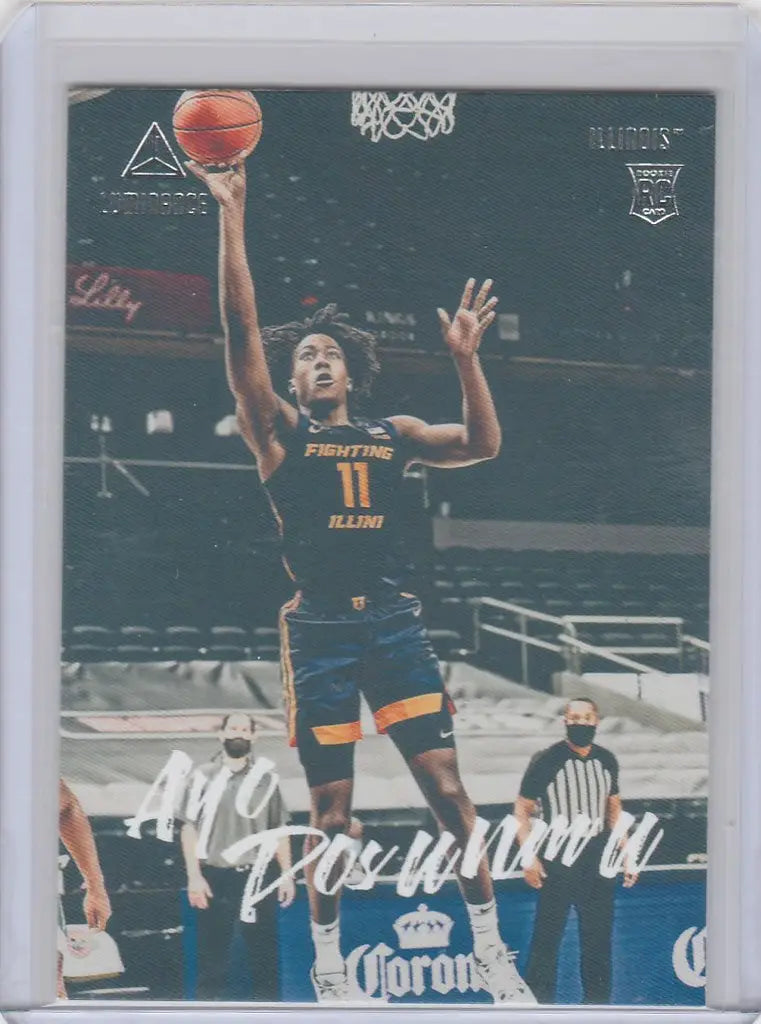 Basketball trading card of Ayo Dosunmu in dark uniform for 2021-22 Chronicles Draft