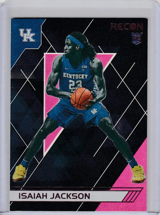 Isaiah Jackson basketball trading card from 2021-22 Chronicles Draft Picks Recon Pink