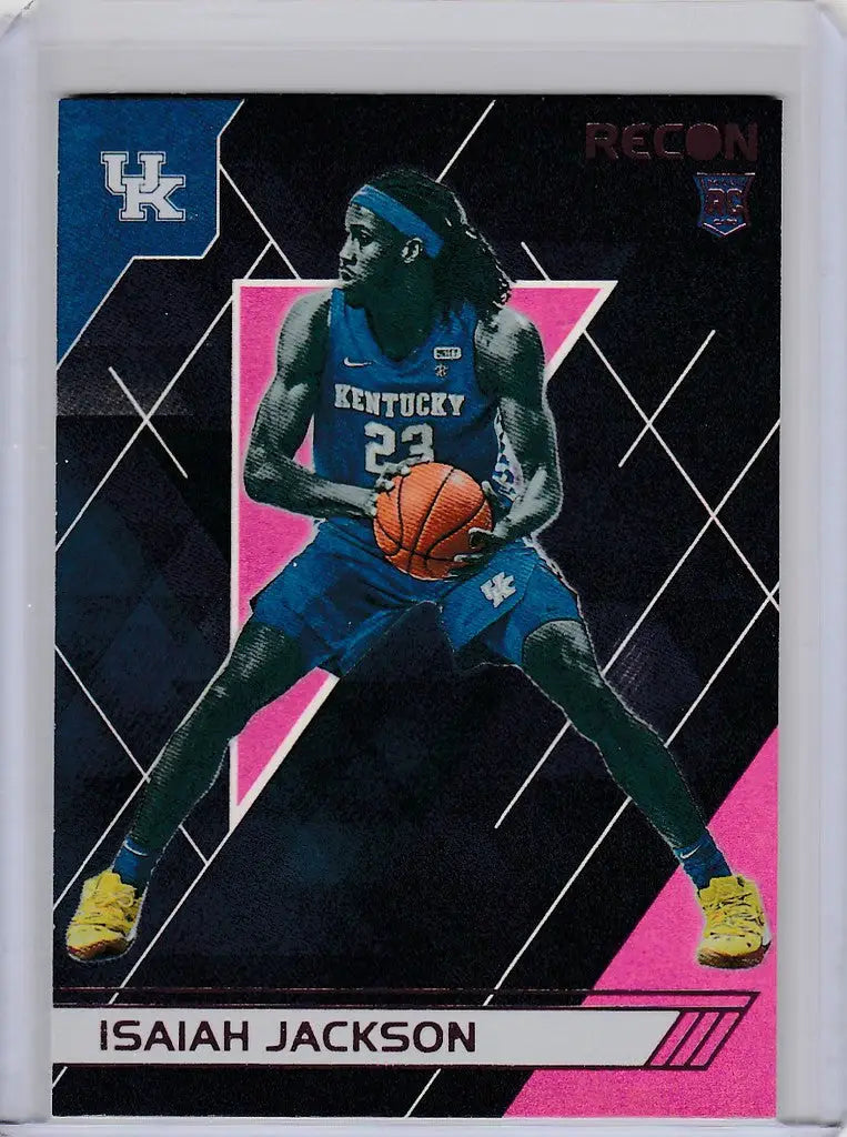 Isaiah Jackson basketball trading card from 2021-22 Chronicles Draft Picks Recon Pink