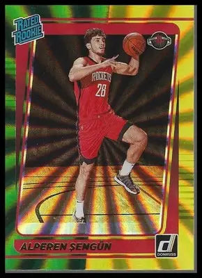 2021-22 Donruss #219 Alperen Sengun Holo Green and Yellow Laser