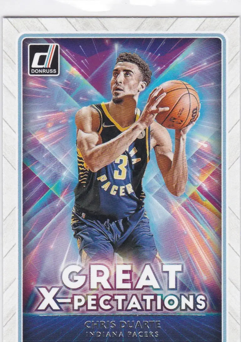 Basketball trading card of Chris Duarte in a shooting pose for Indiana Pacers