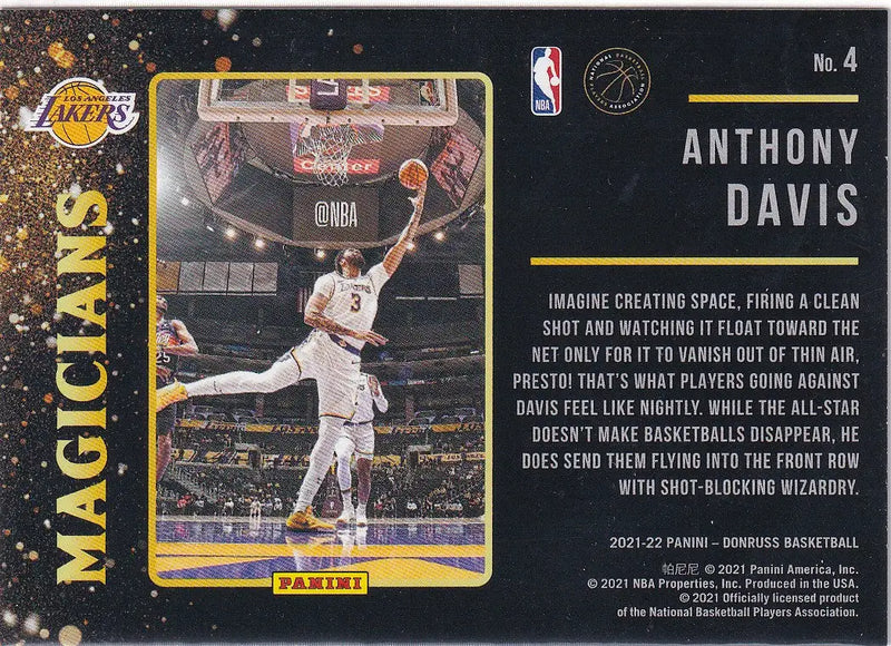 2021-22 DONRUSS #4 ANTHONY DAVIS MAGICIANS- LOS ANGELES LAKERS