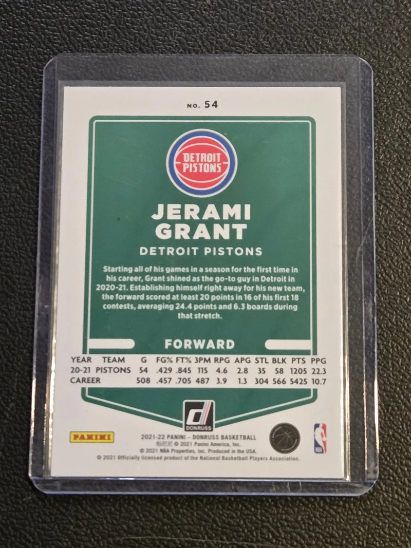 2021-22 Donruss #54 Jerami Grant Holo Green and Yellow Laser - Basketball Card Single