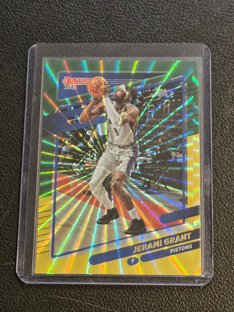 2021-22 Donruss #54 Jerami Grant Holo Green and Yellow Laser - Basketball Card Single