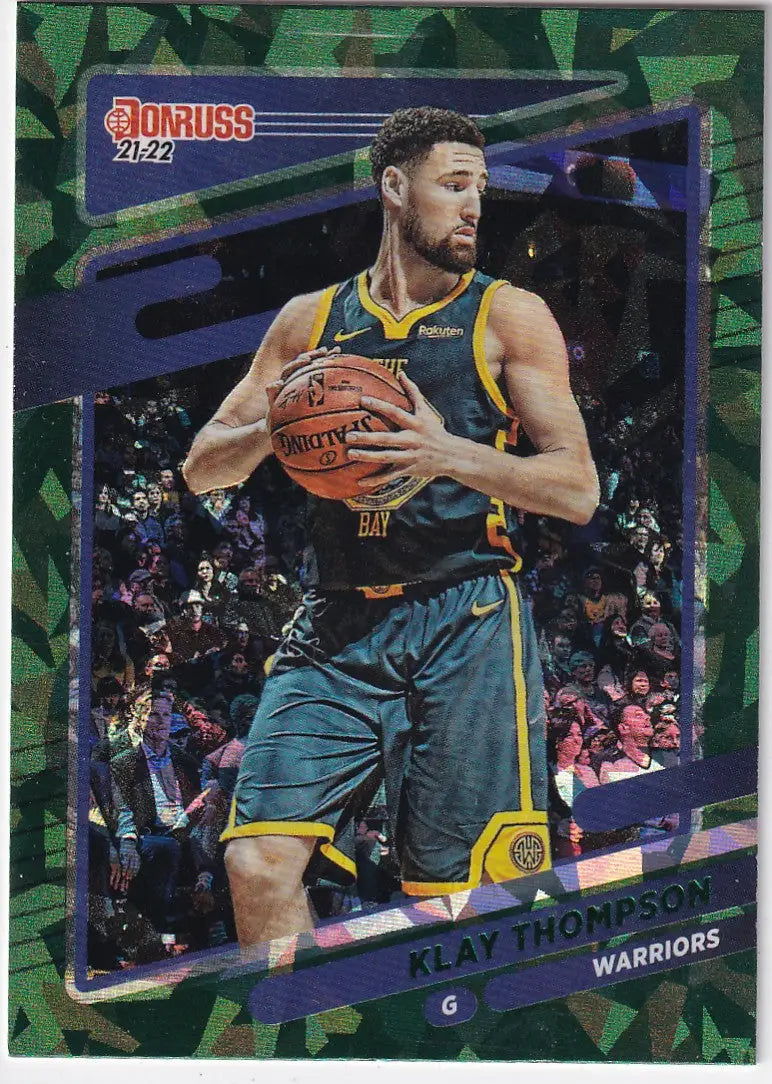 2021-22 DONRUSS #73 KLAY THOMPSON GREEN CRACKED ICE- GOLDEN STATE WARRIORS