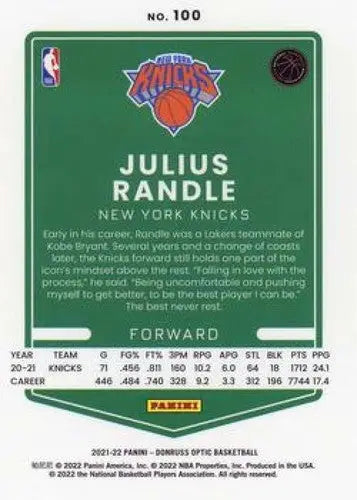 2021-22 Donruss Optic #100 Julius Randle NM-MT Knicks ID:48963 - Basketball Card Single