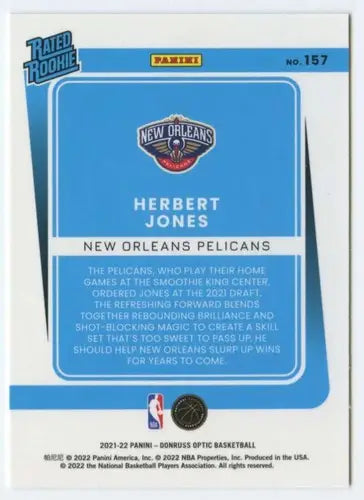 Herbert Jones basketball card from 2021-22 Donruss Optic with original gloss rookie card