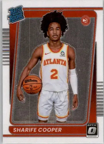 2021-22 Donruss Optic Sharife Cooper basketball card with original gloss Rookie Hawks
