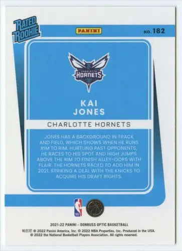 2021-22 Donruss Optic #182 Kai Jones NM-MT RC Rookie Hornets Rated Rook ID:48953 - Basketball Card Single