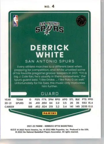 2021-22 Donruss Optic #4 Derrick White NM-MT Spurs ID:48955 - Basketball Card Single