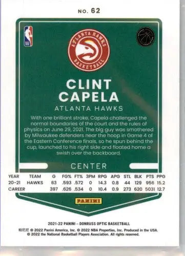 2021-22 Donruss Optic #62 Clint Capela NM-MT Hawks ID:48988 - Basketball Card Single