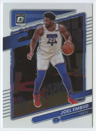 Joel Embiid basketball card from Donruss Optic with original gloss, 76ers collectible