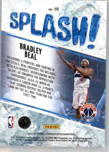 Basketball card featuring Bradley Beal from 2021 22 Donruss Optic Splash series