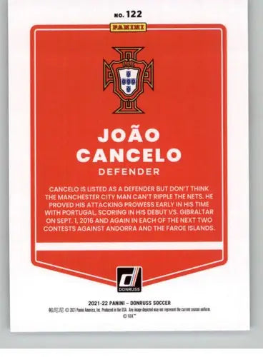 Joao Cancelo soccer card from 2021-22 Donruss Road to Qatar with original gloss