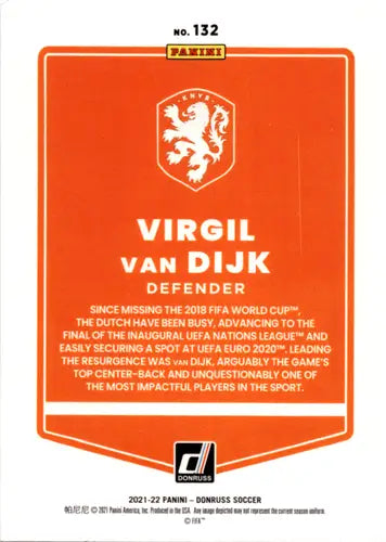 Virgil Van Dijk Soccer Card 2021-22 Donruss Road to Qatar Near Mint ID 45557