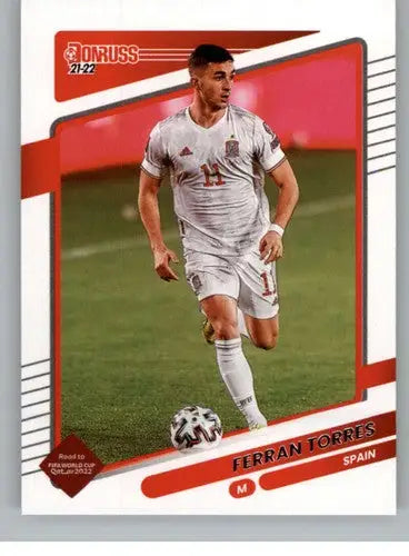 2021-22 Donruss Road to Qatar Ferran Torres soccer card with original gloss