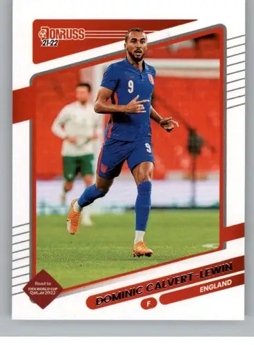 Soccer card of Dominic Calvert-Lewin from 2021-22 Donruss Road to Qatar with original gloss