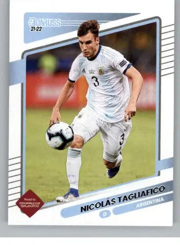 2021-22 Donruss Road to Qatar Nicolas Tagliafico soccer card with original gloss