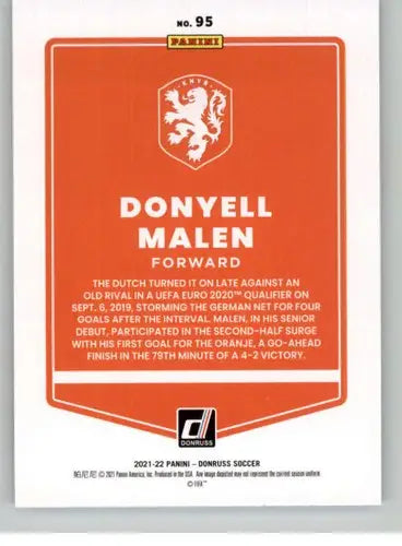 Original gloss Donruss Road Donyell Malen soccer card 2021-22 NM-MT ID 45555