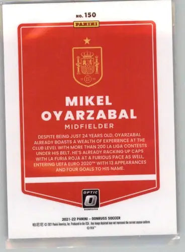 Original gloss Mikel Oyarzabal soccer card from Donruss Road to Qatar 2021-22
