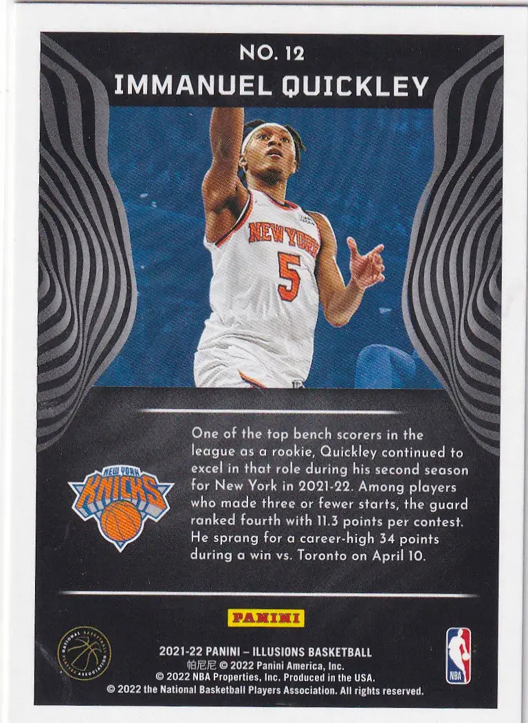 2021-22 ILLUSIONS #12 IMMANUEL QUICKLEY- NEW YORK KNICKS