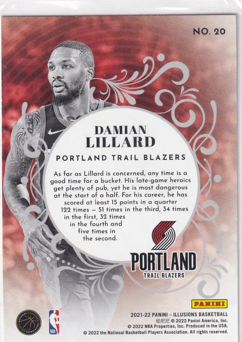 2021-22 ILLUSIONS #20 DAMIAN LILLARD KING OF CARDS- PORTLAND TRAIL BLAZZERS - Basketball Card Single