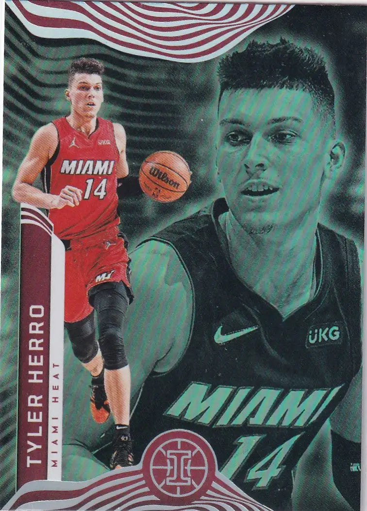 2021-22 ILLUSIONS #61 TYLER HERRO GREEN- MIAMI HEAT - Basketball Card Single