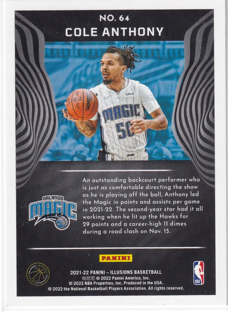 2021-22 ILLUSIONS #64 COLE ANTHONY- ORLANDO MAGIC