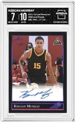 Graded Keegan Murray basketball trading card from Leaf Memories Keegan series, auto purple